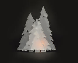 Tannenbaum mit Sternen, auf Platte mit LED-Teelicht