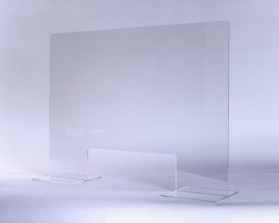 Spuckschutz 900 x 900 mm, Dicke 5 mm, fixe geklebte F&amp;#252;sse