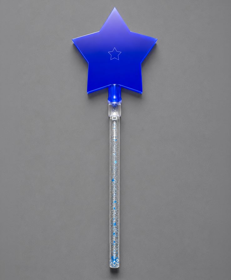 Zauberstern dunkelblau, Stab silber Glitter, dunkelblaue Sterne