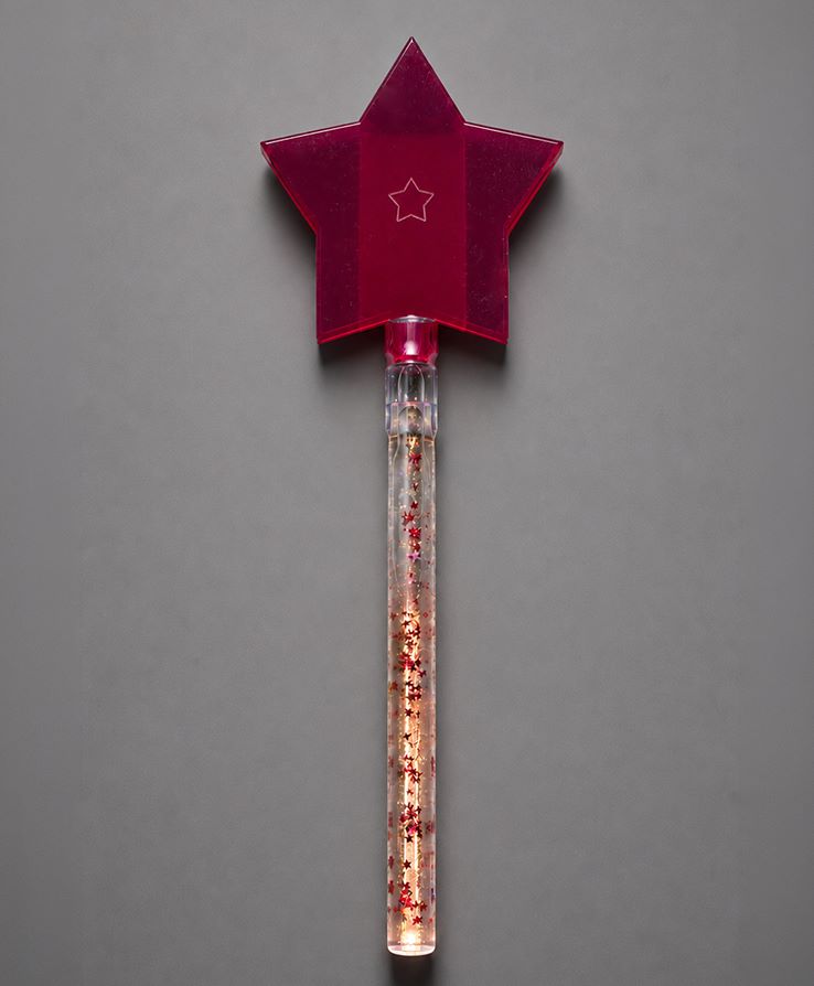 Zauberstern rot, Stab goldiger Glitter, rote Sterne