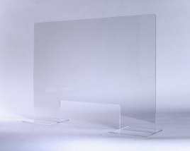 Spuckschutz 900 x 900 mm, Dicke 5 mm, fixe geklebte F&#252;sse